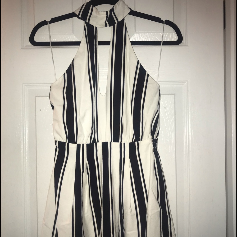 Black and white halter romper